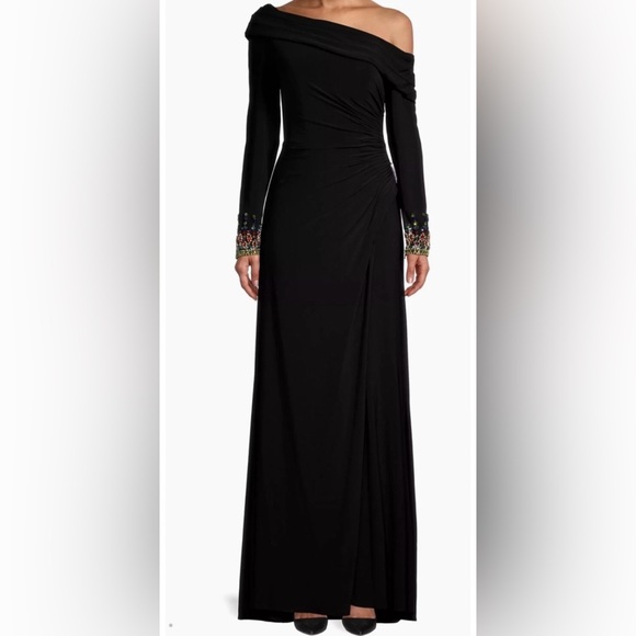 MAC DUGGAL Multi Colored Cuff Drop One Shoulder Black Gown size 10 NWT $398 - Picture 11 of 11